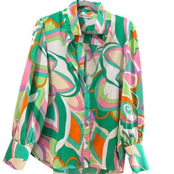 First Love Multicolor Long Sleeves Button Down Shirt Size large - Picture 1 of 5